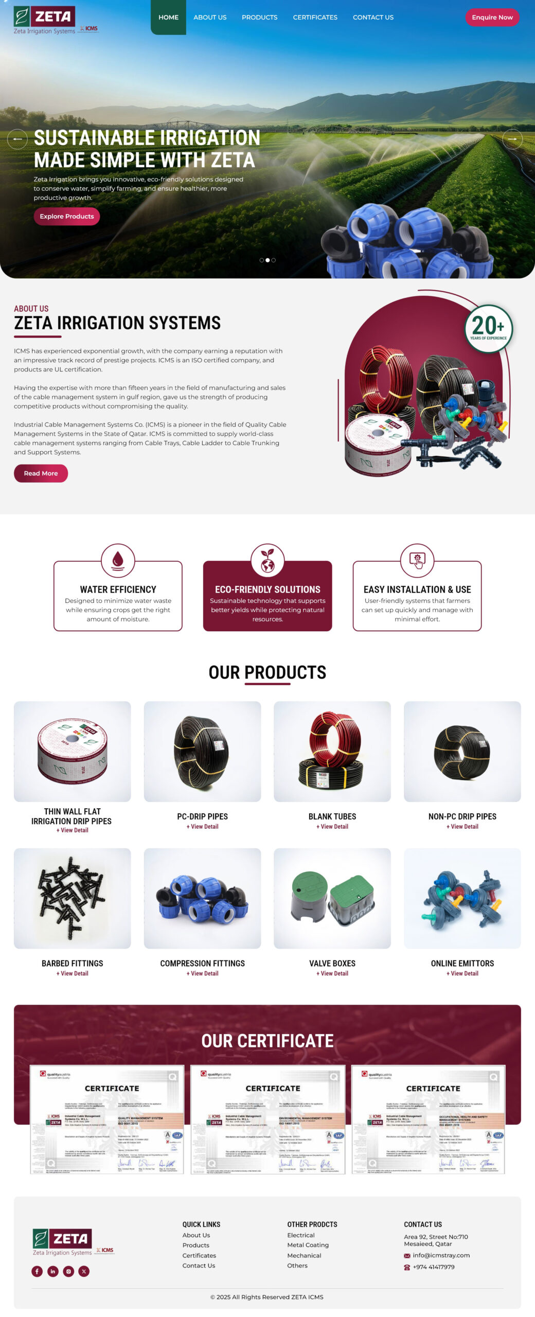 Irrigation products sales and manufacturing website theme